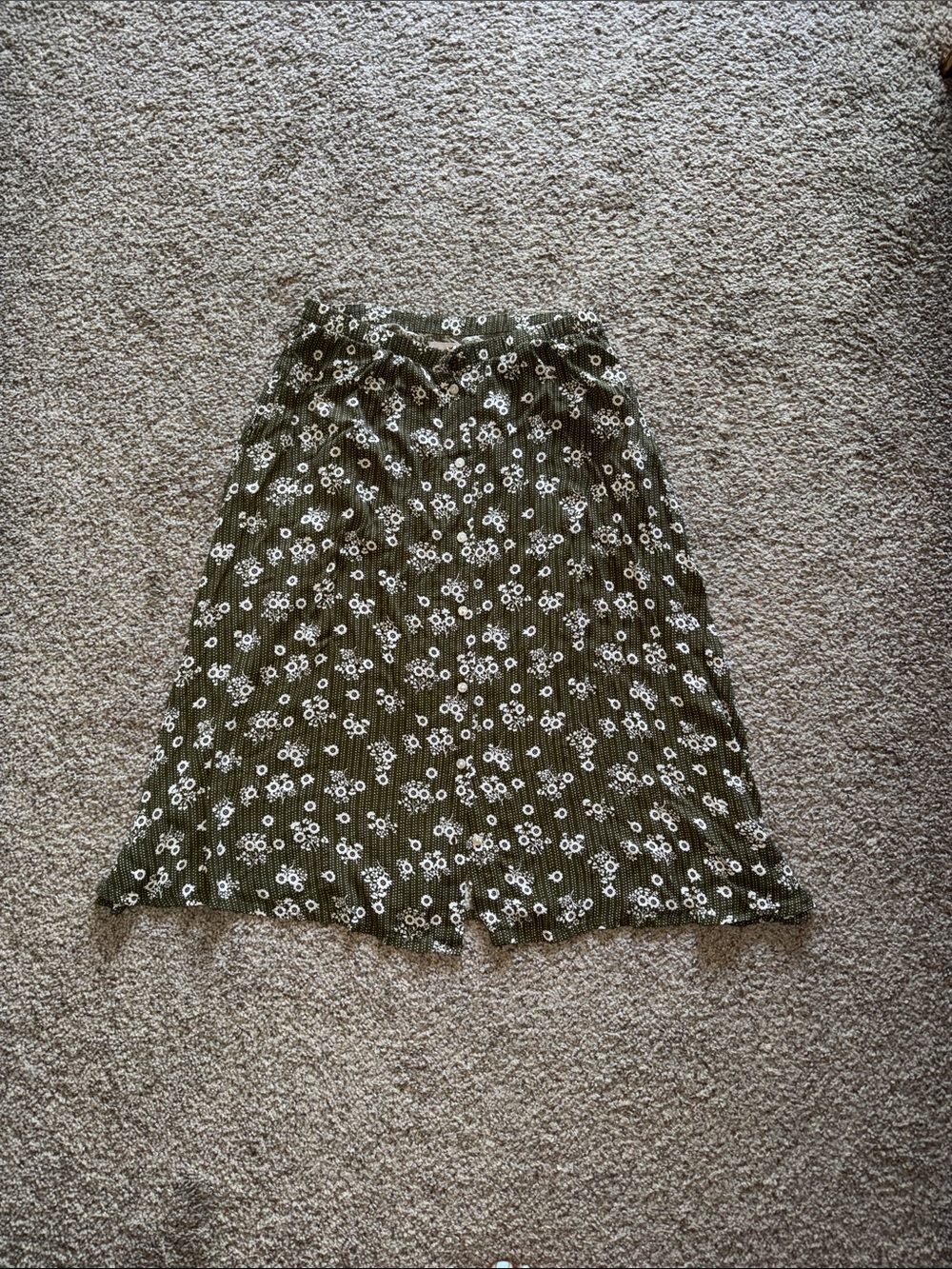 Brixton Olive Green and White Floral button down Skirt Small
